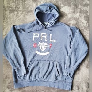 Vintage Polo Ralph Lauren Jeans Co Pullover Hoodie Size L Navy Blue